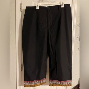 SHEIN curve black business crop pants embroidered fringe leg cuff 3x